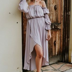 Forever 21 Contemporary Satin Peasant Dress in Lil